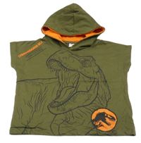 Khaki tepláková vesta s dinosaurom a kapucí - Jurský svět