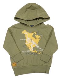 Khaki mikina s kostrou dinosaura a kapucňou Lupilu