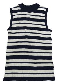 Tmavomodro-biely pruhovaný pletený top H&M