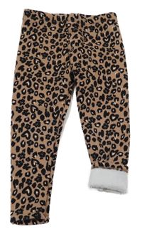 Hnědo-černé leopardí zateplené legíny F&F