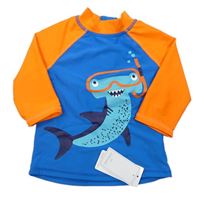 Modro-oranžové UV tričko so žralokom Mothercare