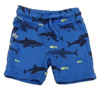Modré teplákové kraťasy so žralokmi F&F