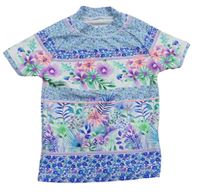 Modro-bílé kytičkované UV tričko Next 