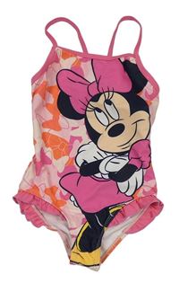 Růžové vzorované jednodílné plavky s Minnie Disney 