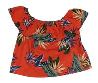 Červená crop halenka s listy Primark