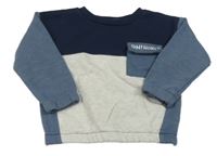 Tmavomodro-modro-sivá mikina s vreckom zn. Primark