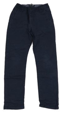 Tmavomodré plátěné kalhoty H&M