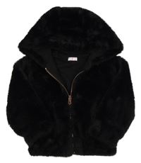 Čierna koženková podšitá bunda s kapucňou F&F