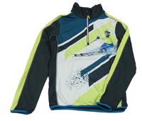 Antracitovo-bielo-limetková funkčná športová mikina s lyžařem CMP