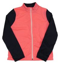 Neonově růžovo-tmavomodrá sportovní propínací funkční mikina Decathlon 