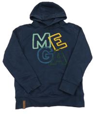 Tmavomodrá mikina s nápisom a kapucňou Yigga