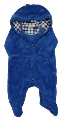 Modrá chlupatá kombinéza s kapucí Prénatal