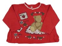 Červená oversize mikina s medvedíkom M&S