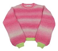 Ružovo-biely pruhovaný vlnený crop sveter M&S