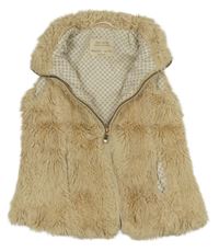 Béžová kožušinová podšitá vesta Zara