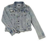 Svetlomodrá rifľová crop bunda Kiabi