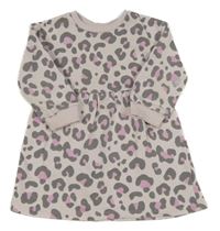 Svetloružová -sivé vzorované teplákové šaty Matalan