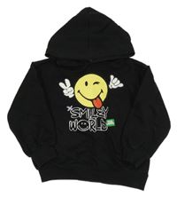 Čierna mikina so smajlíkom a kapucňou