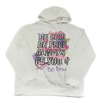 Bílá mikina s nápisy a kapucí Primark