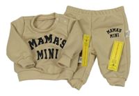 Nové - 2set - Béžová mikina s nápisem + tepláky Shein