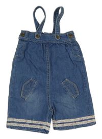 Modré riflové kraťasy s kšandami a pruhy Kitchou 