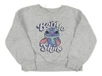 Šedá melírovaná crop mikina se Stitchem Primark