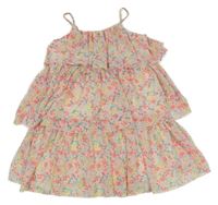 Bílé šifonové vrstvené květované šaty H&M