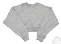 Sivá melírovaná crop oversize mikina H&M