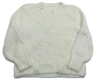 Smotanový chlpatý oversize sveter