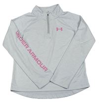 Světlešedé melírované funkční sportovní mikinotriko s logem UNDER ARMOUR