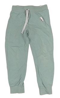 Světleolivovošedé tepláky se stříbrným srdíčkem H&M