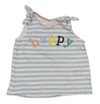 Světlemodro-bílý pruhovaný top s nápisem H&M
