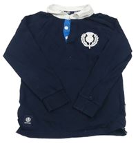 Tmavomodrá mikina s logom a golierikom SCOTLAND CLASSICS
