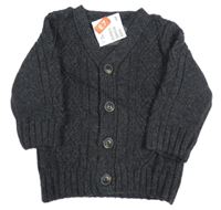Nový - tmavosivý vzorovaný vlnený prepínaci sveter H&M