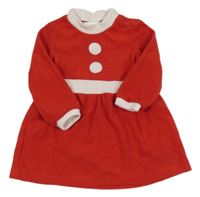 Červeno-biele fleecové vianočné šaty H&M