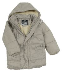 Šedý prošívaný šusťákový zimní kabát s kapucí George