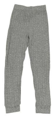 Sivé melírované rebrované úpletové nohavice