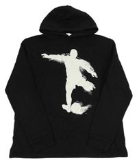 Černá mikina s fotbalistou a kapucí H&M