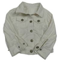 Biela rifľová bunda s golierikom Love Denim