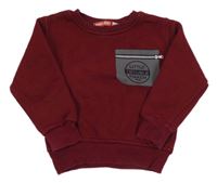 Vínová mikina so znakom s nápismi