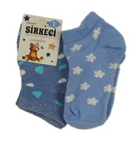 Nové - 2x - Ponožky - Modré melírované vzorované, modré s kvetmi