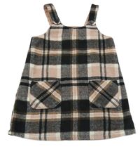 Černo-starorůžovo-hnědo-bílé kostkované vlněné šaty F&F