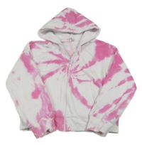 Bielo-tmavoružová batikovaná prepínaci crop mikina s kapucňou A2Z4 Kids