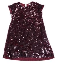 Tmavovínové tylové flitrové šaty ZARA