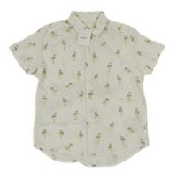 Nové - bílá melírovaná košile s plameňáky Next