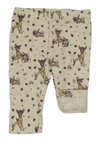 Svetlošedá -smotanové melírované teplákové tepláky s Bambim Disney