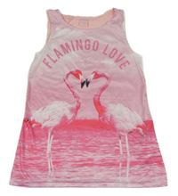 Ružovo-svetloružová letná tunika s plameňáky Y.F.K.