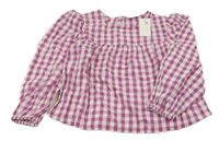 Nové - malinovo-bílá kostkovaná tunika KappAhl