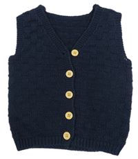 Tmavomodrá vzorovaná pletená prepínaci vesta SHEIN