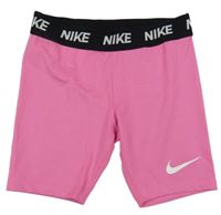 Tmavorůžovo-čierne legínové funkčné športové kraťasy s logy Nike